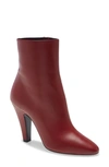 Saint Laurent Ankle Length Pointed Toe Smooth Finish Booties In Opyum Red