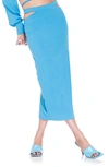 Afrm Hartford High Waist Rib Midi Skirt In Malibu Blue