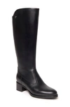 Nerogiardini Back Zipper Leather Knee Boots In Black