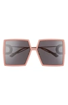 Dior 30montaigne 58mm Square Sunglasses In Matte Pink/smoke