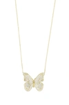 Bony Levy Tanya Diamond Pavé Butterfly Pendant Necklace In 18k Yellow Gold