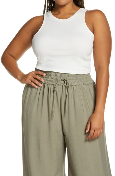 Open Edit Reversible Organic Cotton Blend Tank Top In Ivory