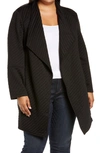 Bb Dakota By Steve Madden Soft Landing Draped Open Front Rib Jacket In Black