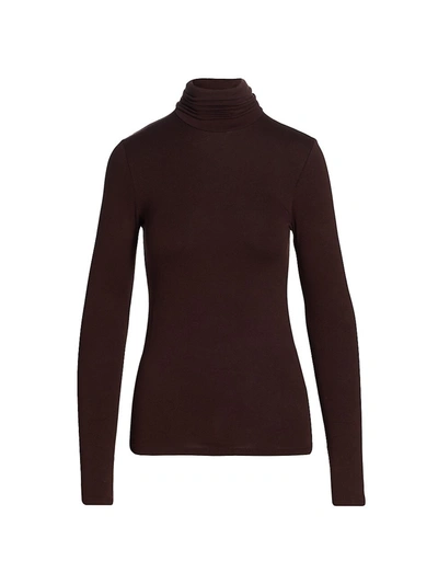 Majestic Fleece Turtleneck Top In Aubergine