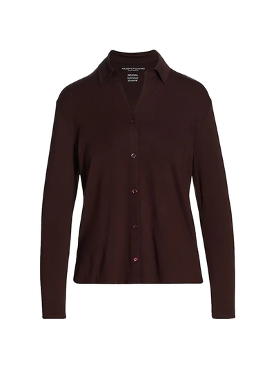 Majestic Soft Button-up Shirt In Aubergine