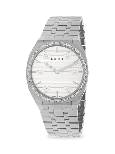 Gucci Men's 25h Stainless Steel Bracelet Watch, 34mm In Brass
