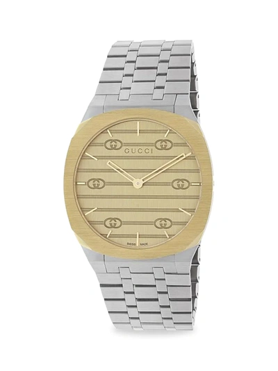 Gucci Men's 25h Two-tone Stainless Steel Bracelet Watch, 34mm In Sapphire