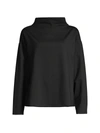 Eileen Fisher Textured Crewneck Organic Linen & Cotton Sweater In Black