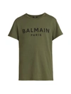 Balmain Logo Print Crewneck T-shirt In Kaki