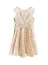 Un Deux Trois Kids' Girl's Cap Sleeve Metallic Jacquard Dress In Gold