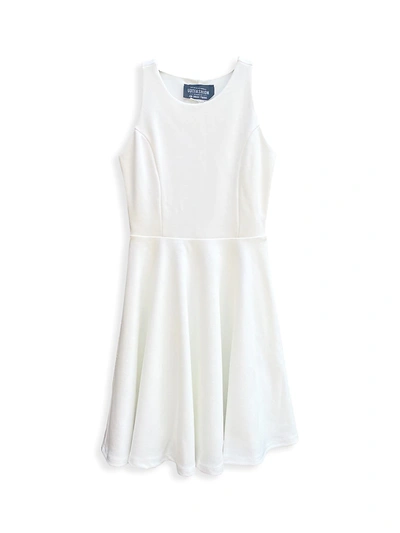 Un Deux Trois Kids' Textured Racerback Fit & Flare Dress In Ivory