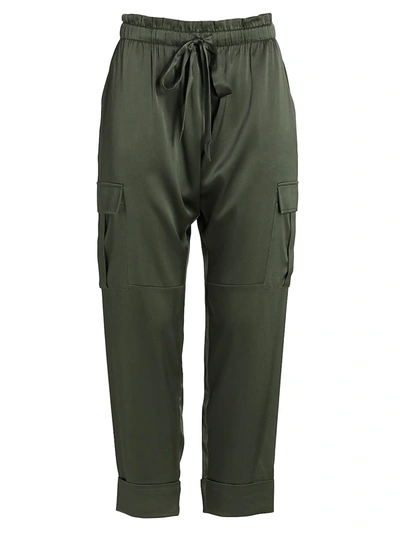 Cami Nyc Carmen Silk Charmeuse Cargo Pants In Thyme