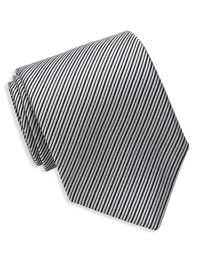 David Donahue Stripe Silk Tie In Black/white