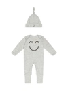 MILES AND MILAN BABY'S 2-PIECE EMBROIDERED COVERALLS & BEANIE SET,400014853363