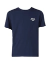 Apc Logo Cotton T-shirt In Dark Navy