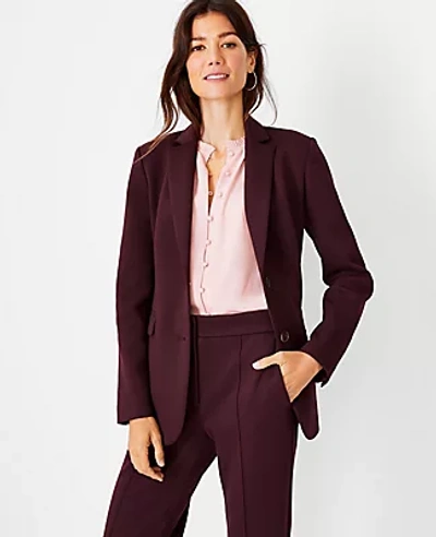 Ann Taylor The Petite Two Button Blazer In Double Knit In Midnight Fig