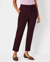 Ann Taylor The Petite High Rise Pintucked Ankle Pant In Double Knit In Midnight Fig