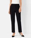 Ann Taylor The Petite High Waist Pintucked Straight Leg Pant In Double Knit In Black