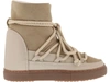 Inuikii Classic Mixed Leather Wedge Snow Booties In Beige