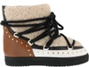 Inuikii Curly Rock Shearling Colorblock Snow Booties In Beige