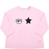 CHIARA FERRAGNI PINK T-SHIRT FOR BABY GIRL WITH EYESTAR,538604 8206 0090