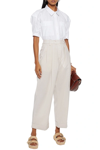 Brunello Cucinelli Cropped Wool Straight-leg Pants In Ivory
