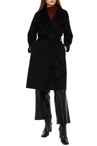 Vince Belted Wool And Cashmere-blend Felt Coat In Black