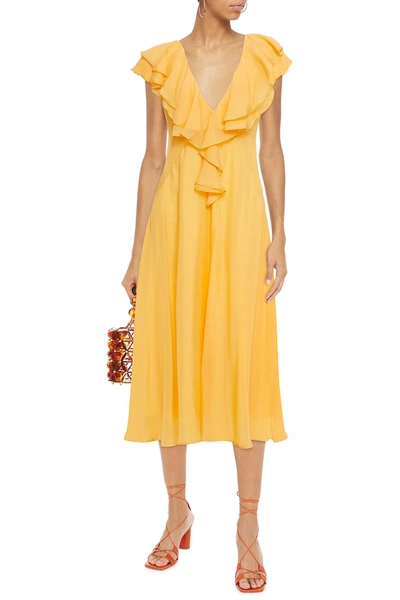 Leo Lin Sunrise Ruffled Silk-chiffon Midi Dress In Yellow