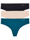 Calvin Klein Invisibles Thong 3-pack In Topaz Gemstone