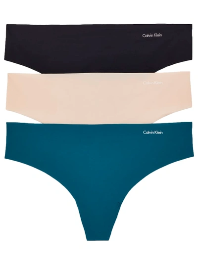 Calvin Klein Invisibles Thong 3-pack In Topaz Gemstone