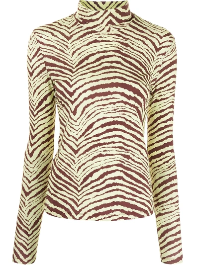 Proenza Schouler White Label Geometric Zebra Jersey Turtleneck Top In Multi