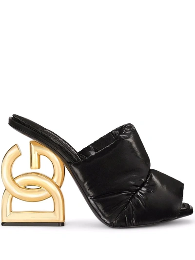 Dolce & Gabbana Dg Interlocking Quilted Leather Sandals In Nero