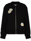 Natasha Zinko Daisy-print Distressed Cotton-blend Sweatshirt In Black