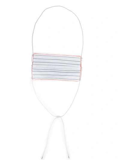 M Cohen Stripe-print Face Mask In Weiss