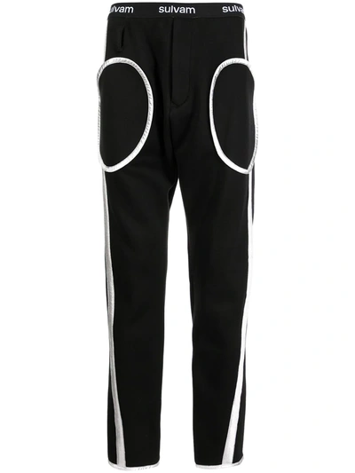 Sulvam Black Circle Double-face Jersey Lounge Pants In Sulvam Black Circle Double-face Jersey Lounge Pants In