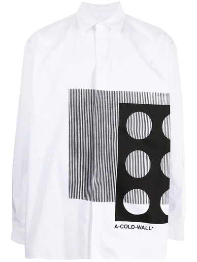 A-cold-wall* Projection Abstract-print Cotton-poplin Shirt In White