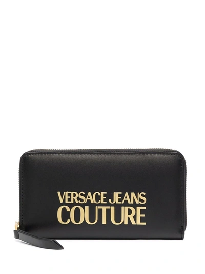Versace Jeans Couture Gold-tone Logo Plaque Purse In Black
