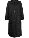 Rodebjer Quilted Single-breasted Oversize Coat In Schwarz