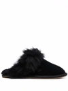 Ugg Scuff Sis Slippers In Shearling With Fur Trim In Schwarz