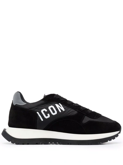Dsquared2 Slash Suede & Nylon Sneakers In Black