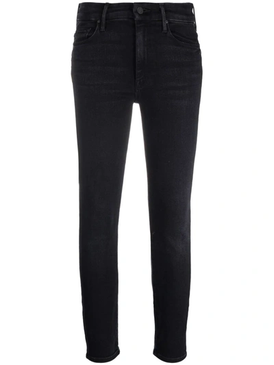 Mother High-waist Cropped Skinny Jeans In Black