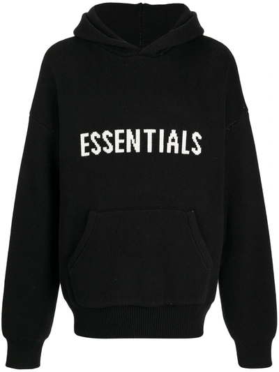 Essentials Logo Knit Hoodie In Blau