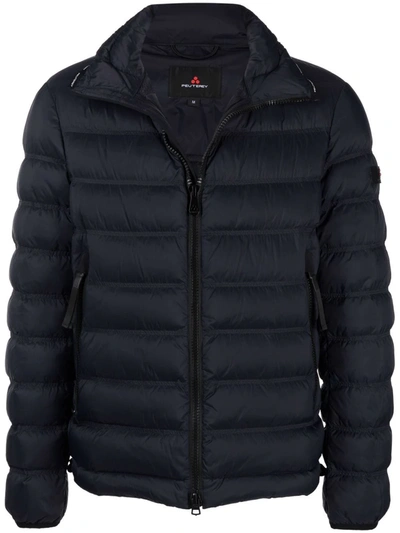 Peuterey Quilted Jacket With Zipped Closure In Blau