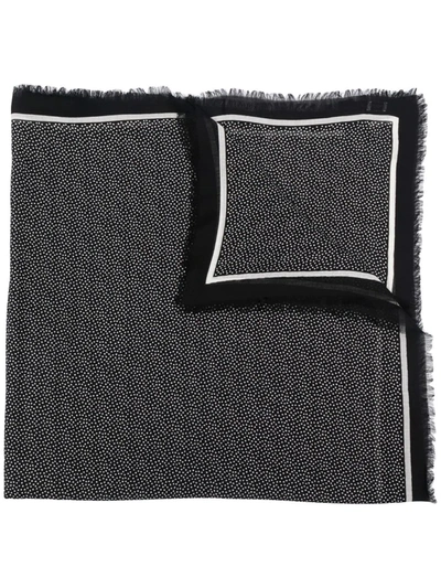 Saint Laurent Polka-dot Wool-faille Scarf In Black