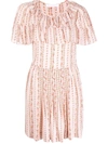 See By Chloé Ruffled Floral-print Crepe De Chine Mini Dress In Rosa