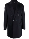 Paltò Fitted Double-breasted Coat In Blau
