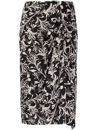 Isabel Marant Étoile Black High-waisted Midi Skirt With Print In Nero