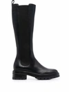 Aquazzura Mid-calf Leather Boots In Schwarz