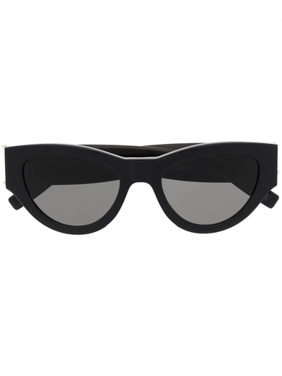 Saint Laurent Logo Cat-eye Sunglasses In Schwarz