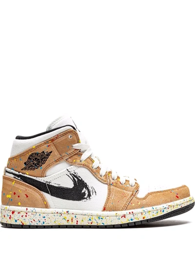 Jordan Air  1 Mid Se "brushstroke" Sneakers In Brown